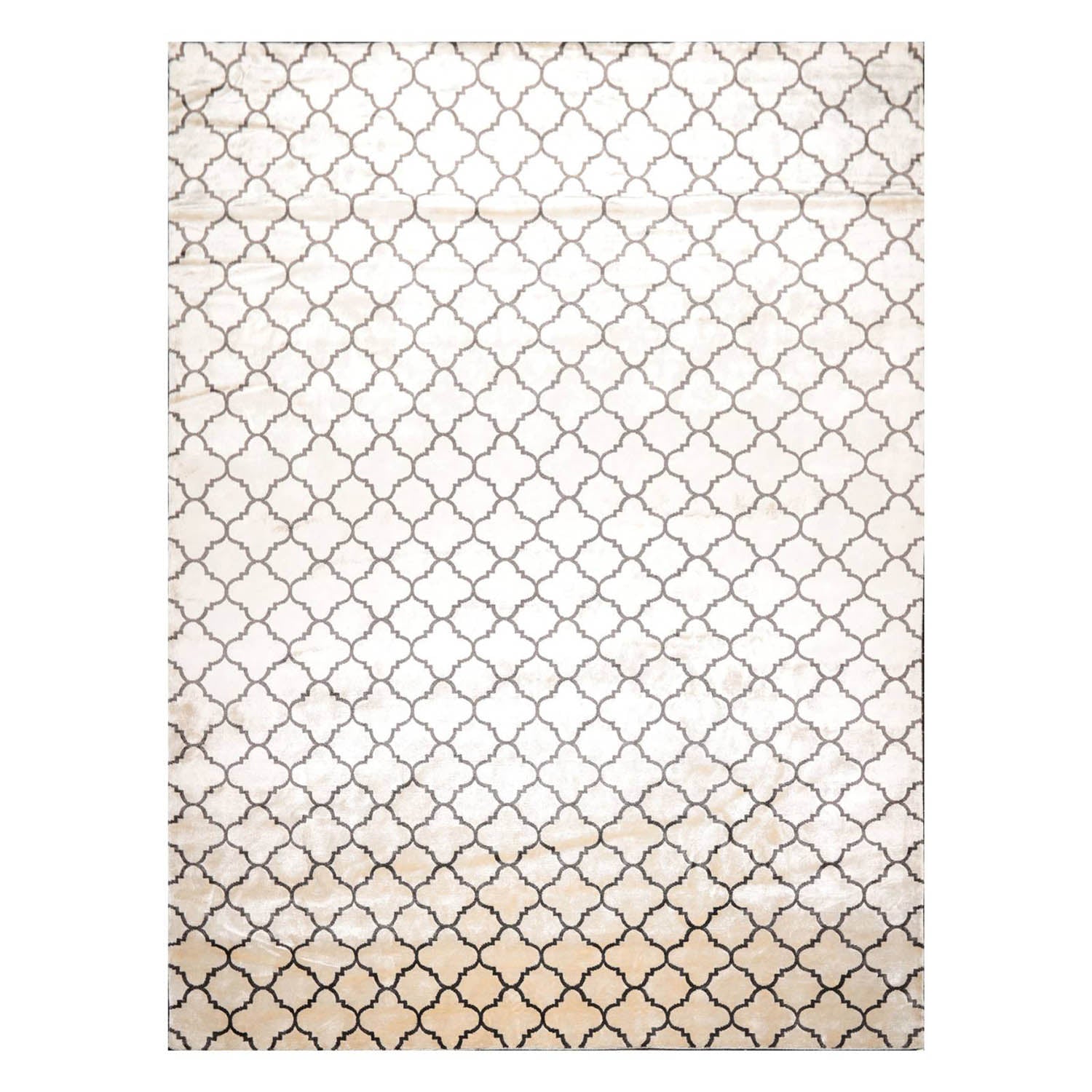 9x12 Ivory, Charcoal, Color Hand Knotted All-Over 100% Wool Modern Oriental Rug