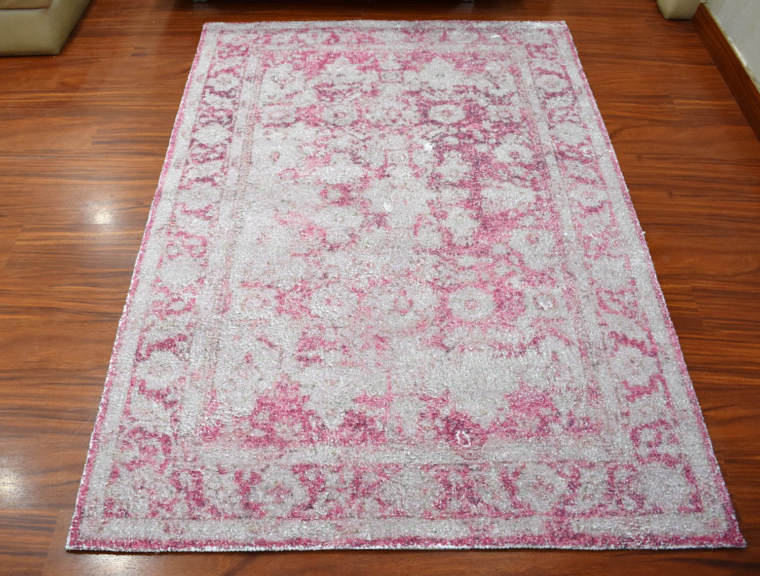 Multi Size Pale Pink Beige Color Hand Woven All-Over Polyester Contemporary Oriental Rug