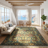 LoomBloom Multi Size Moss Hand Knotted Wool Arts and Crafts Stained Glass Oushak Oriental Area Rug