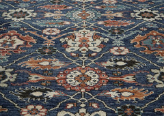 12x15 Navy, Burnt Orange, Beige Color Hand Knotted Oushak Wool Arts & Crafts Oriental Rug