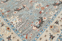 Gray, Beige 8x10 Oushak Transitional Hand Knotted Wool Oriental Area Rug