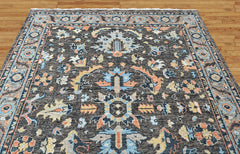 Gray, Blue 8x9'10'' Oushak Arts and Crafts Hand Knotted Wool Oriental Area Rug