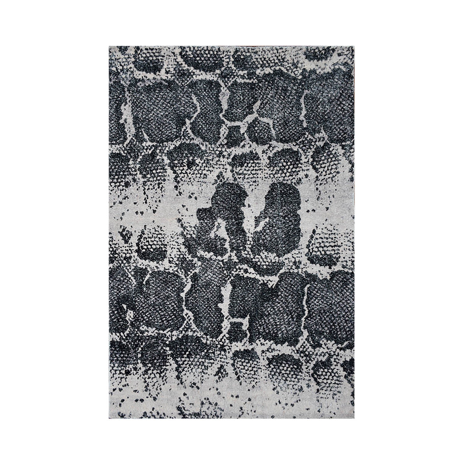 Multi Size Gray Black Color Hand Woven Animal Print Polyester Contemporary Oriental Rug