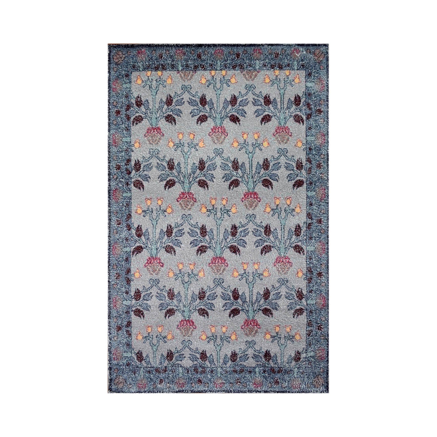 Multi Size Gray Blue Gold Color Hand Woven All-Over Polyester Arts And Crafts Oriental Rug