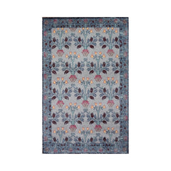 Multi Size Gray Blue Gold Color Hand Woven All-Over Polyester Arts And Crafts Oriental Rug