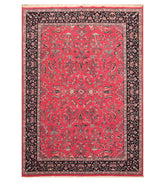 6x9 Pink, Black, Blue Color Hand Knotted All-Over 100% Wool Traditional Oriental Rug