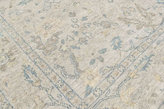 Beige, Gray 9x12'3'' Oushak Transitional Hand Knotted Wool Oriental Area Rug