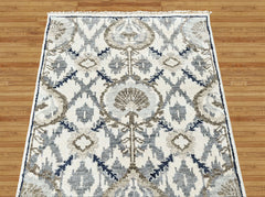 Ivory, Gray 3'6''x5'7'' Oushak Transitional Hand Knotted Wool Oriental Area Rug