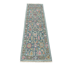 Teal, Blush Multi Size Oushak Arts and Crafts Hand Knotted Wool Oriental Area Rug