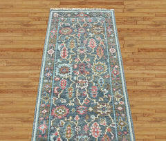 Teal, Blush Multi Size Oushak Arts and Crafts Hand Knotted Wool Oriental Area Rug