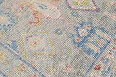 Lime, Aqua 2'6''x9 Oushak Arts and Crafts Hand Knotted Wool Oriental Area Rug