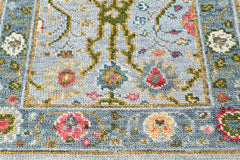 Blue, Aqua 2'11''x4'11'' Oushak Transitional Hand Knotted Wool Oriental Area Rug