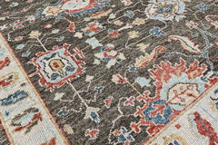 Charcoal, Beige 8'11''x11'10'' Oushak Arts and Crafts Hand Knotted Wool Oriental Area Rug