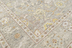 Gray, Beige 9x12 Oushak Transitional Hand Knotted Wool Oriental Area Rug