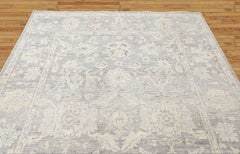 Gray, Beige 8'1''x9'11'' Oushak Transitional Hand Knotted Wool Oriental Area Rug