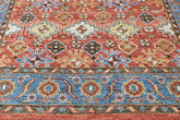Rust, Blue Multi Size Oushak Transitional Hand Knotted Wool Oriental Area Rug