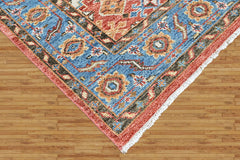Rust, Blue Multi Size Oushak Transitional Hand Knotted Wool Oriental Area Rug
