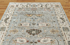 Slate, Beige 7'9''x9'11'' Oushak Transitional Hand Knotted Wool Oriental Area Rug