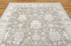 Gray, Ivory Multi Size Oushak Transitional Hand Knotted Wool Oriental Area Rug