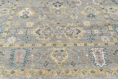 Gray, Ivory 7'9''x9'9'' Oushak Transitional Hand Knotted Wool Oriental Area Rug