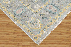 Gray, Ivory 7'9''x9'9'' Oushak Transitional Hand Knotted Wool Oriental Area Rug