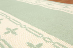 Runner Mint, Ivory, Color Machine Made All-Over 100% Wool Traditional Oriental Rug