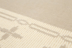 Runner Camel, Ivory, Color Machine Made All-Over 100% Wool Modern Oriental Rug