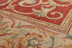 9x12 Traditional Full Pile Red Savonnerie Hand Knotted Wool Ornate Design Oriental Area Rug