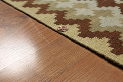 5x7 Aqua, Turquoise, Brown Color Hand Woven Southwestern 100% Wool Kilim Oriental Rug