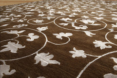 8x10 Brown, Silver, Color Hand Knotted All-Over 100% Wool Transitional Oriental Rug