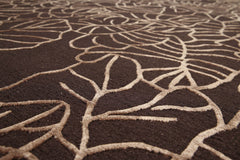 8x10 Brown, , Color Hand Knotted All-Over Wool & Silk Modern Oriental Rug