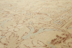 9x12 Beige, Aqua, Brown Color Hand Knotted Wool Traditional Oriental Rug