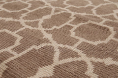 8x10 Taupe, Beige, Color Hand Knotted All-Over 100% Wool Contemporary Oriental Rug