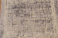 Runner Beige, Grey, Ivory Color Hand Knotted All-Over 100% Wool Contemporary Oriental Rug