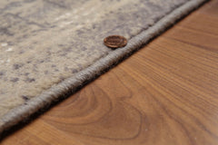 Runner Beige, Grey, Ivory Color Hand Knotted All-Over 100% Wool Contemporary Oriental Rug