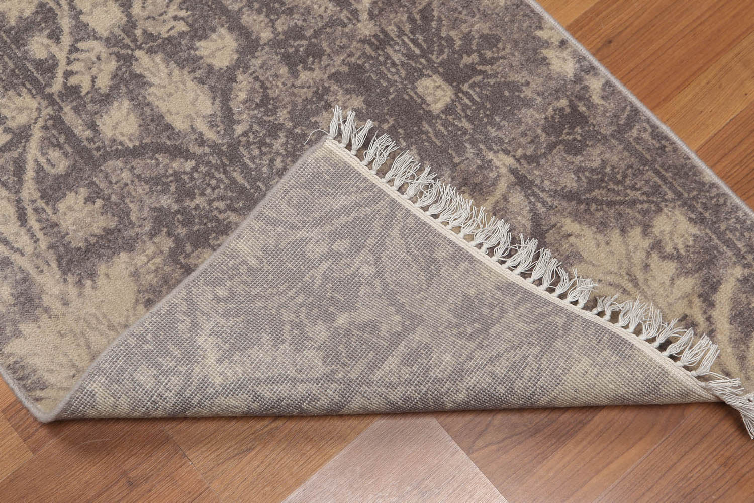 Runner Gray, Beige, Multi Color Hand Knotted All-Over 100% Wool Transitional Oriental Rug