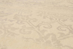 Runner Beige, Tan, Tone on Tone Color Hand Knotted Floral 100% Wool Transitional Oriental Rug