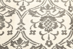 8x10 Ivory, Ivory, Color Hand Knotted Floral Wool & Silk Modern Oriental Rug