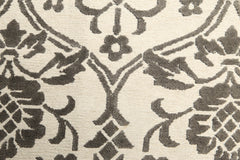 8x10 Ivory, Ivory, Color Hand Knotted Floral Wool & Silk Modern Oriental Rug