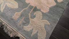 8x10 Beige, Aqua, Rose Color Hand Knotted Tibetan Wool Art Deco Oriental Rug