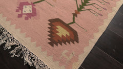 9x12 Ivory, Pink, Lavender Color Hand Woven Kilim Wool Tribal Oriental Rug