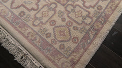 8x10 Ivory, Rose, Gray Color Hand Knotted Heriz New Zealand Wool Traditional Oriental Rug