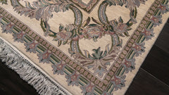 8x10 Ivory, Rose, Taupe Color Hand Knotted Pak Persian Wool Traditional Oriental Rug