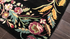 8x10 Black, Gold, Red Color Hand Knotted Art Deco New Zealand Wool Transitional Oriental Rug