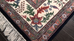 8x10 Navy, Ivory, Green Color Hand Knotted Qum New Zealand Wool Traditional Oriental Rug