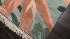 8x10 Turquoise, Aqua, Cream Color Hand Knotted Tibetan Wool Contemporary Oriental Rug