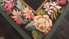 9x12 Charcoal, Ivory, Gold Color Hand Woven Aubusson Needlepoint Wool Traditional Oriental Rug