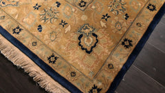 8x10 Navy, Tan, Beige Color Hand Knotted Isfahan New Zealand Wool Traditional Oriental Rug