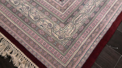 8x10 Maroon, Rose, Ivory Color Hand Knotted Tabriz New Zealand Wool Traditional Oriental Rug