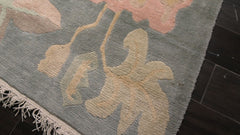 8x10 Aqua, Rose, Beige Color Hand Knotted Tibetan Wool Art Deco Oriental Rug